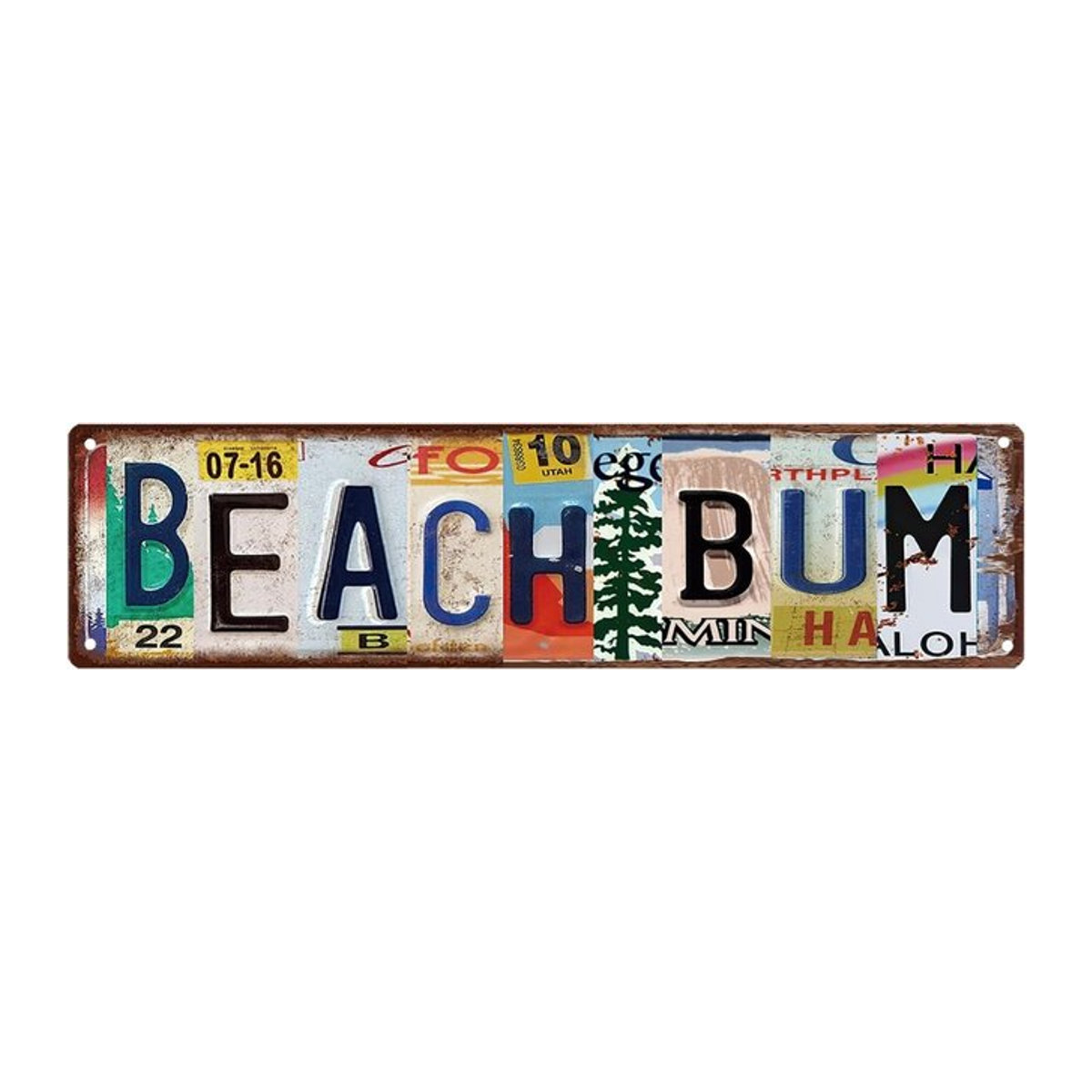 HELLOYOUNG Beach Bum Metall-Blechschild im Vintage-Stil, mehrfarbig, B/H: 40,0 x 40,0 cm - Bild 1