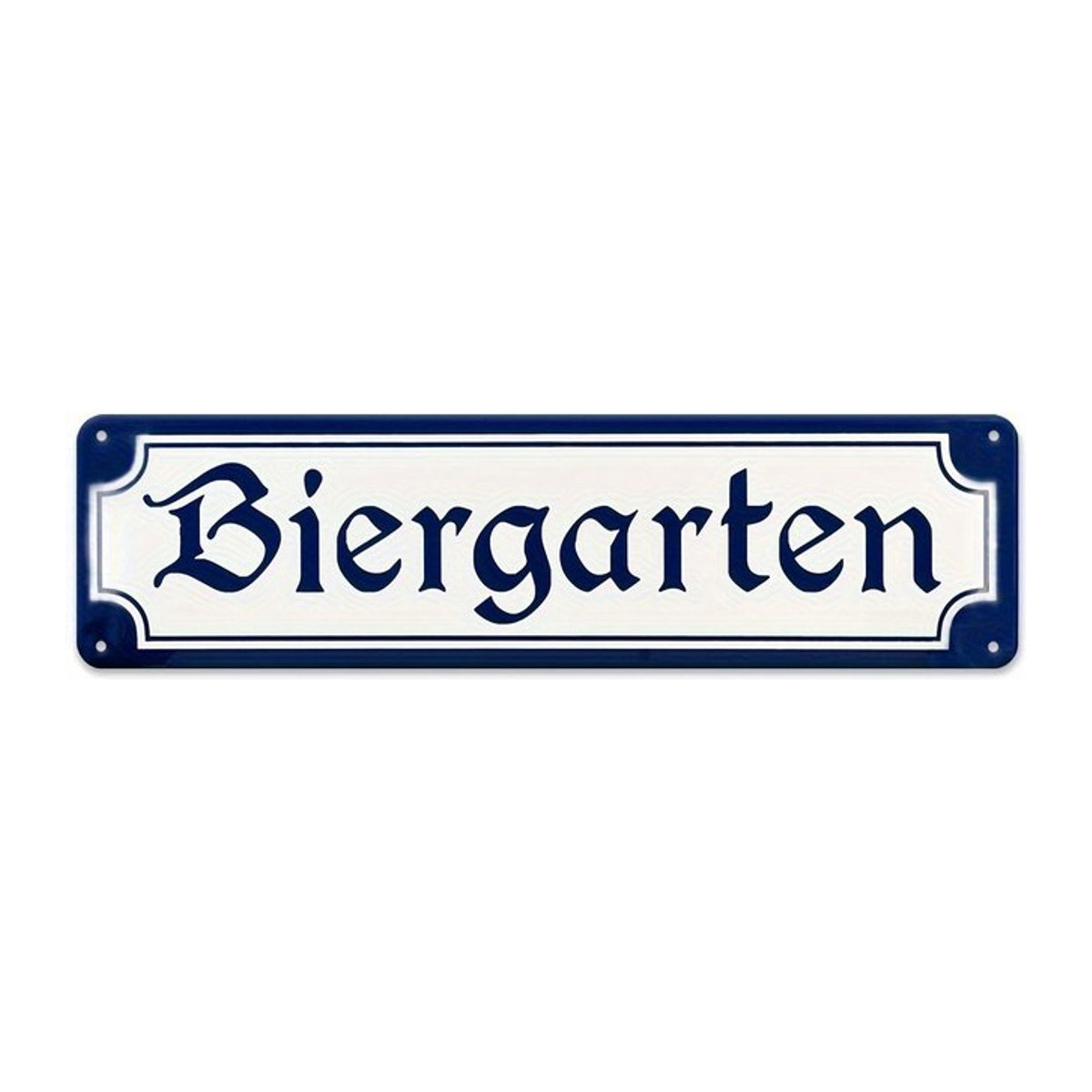 HELLOYOUNG Biergarten Aluminiumschild Klassisch in Blau und Weiß, B/H: 40,6 x 10,2 cm - Bild 1
