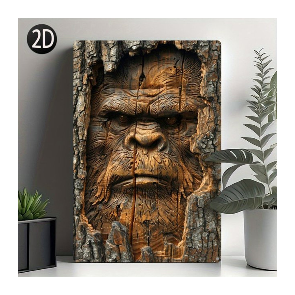 HELLOYOUNG Bigfoot Wandschild aus Metall in Braun, Rechteckiges Wandbild im Querformat, B: 30 cm, H: 20 cm - Bild 1