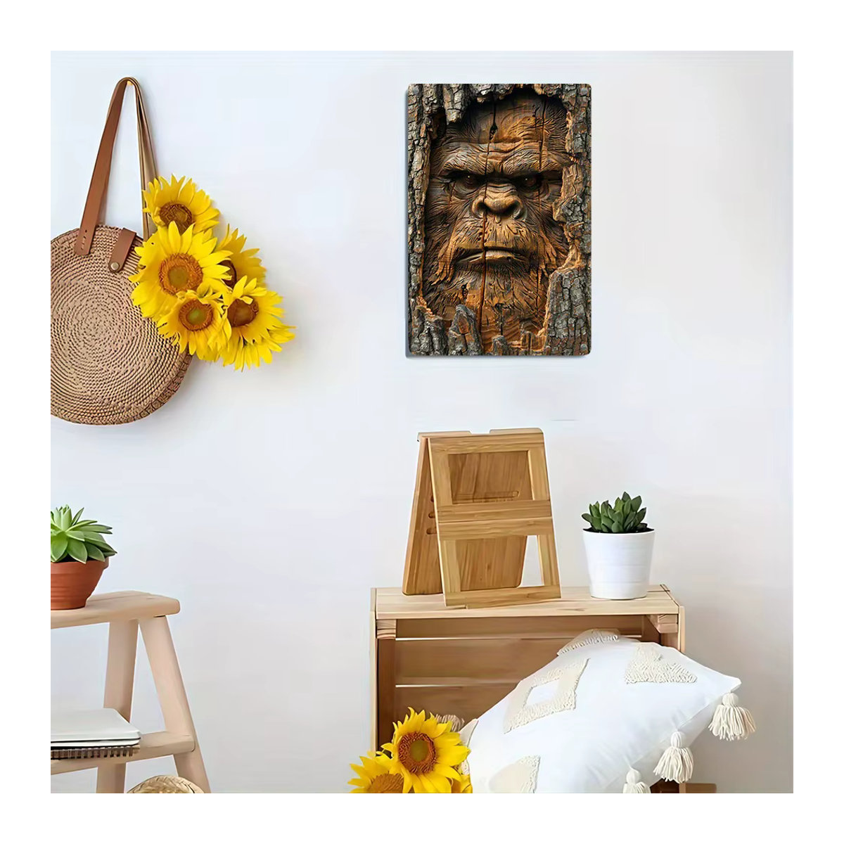 HELLOYOUNG Bigfoot Wandschild aus Metall in Braun, Rechteckiges Wandbild im Querformat, B: 30 cm, H: 20 cm - Bild 3