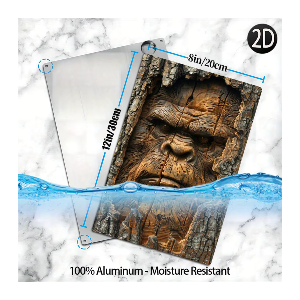 HELLOYOUNG Bigfoot Wandschild aus Metall in Braun, Rechteckiges Wandbild im Querformat, B: 30 cm, H: 20 cm - Bild 4