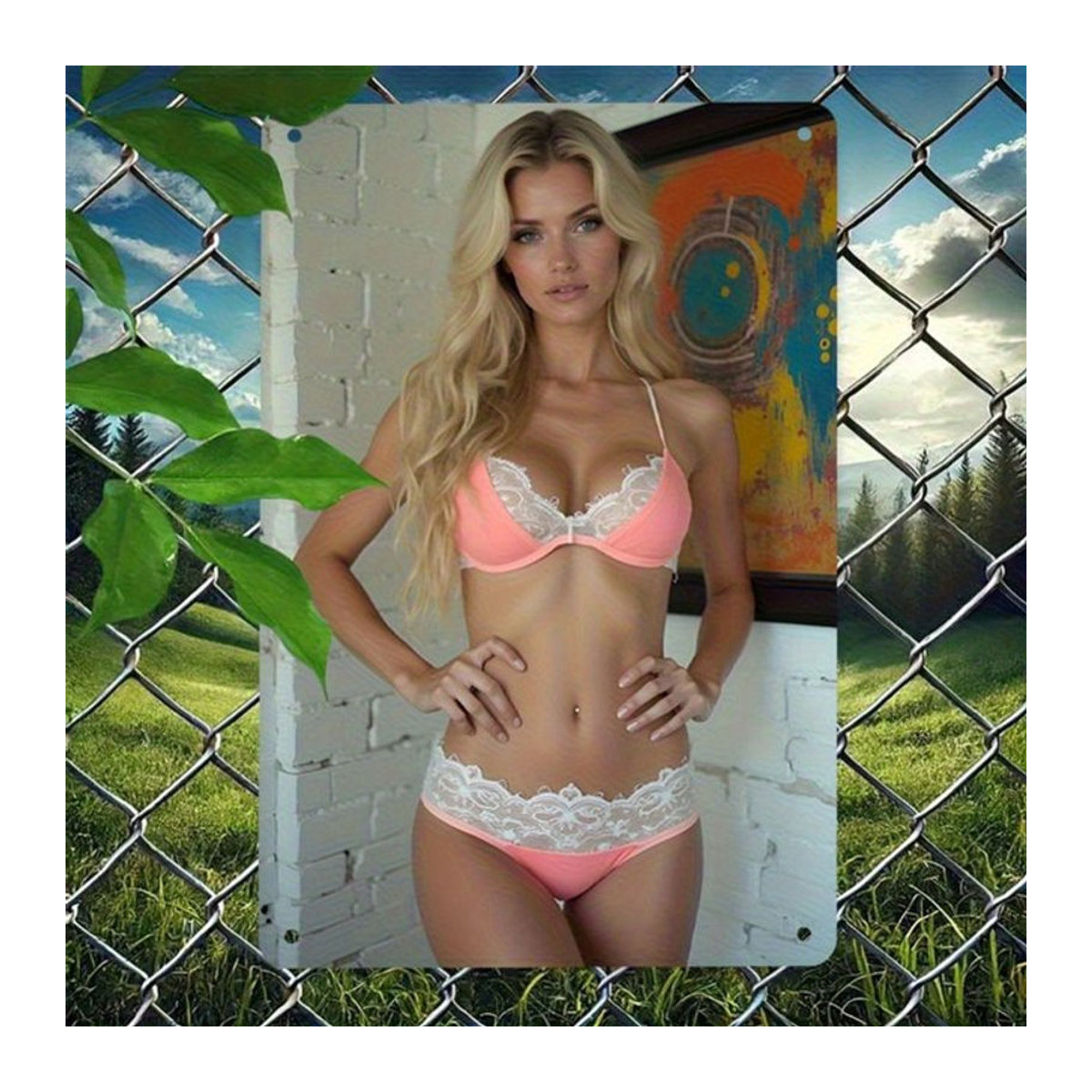 HELLOYOUNG Bohemian Retro Wandkunst Sexy Beauty Metall-Dekoration, mehrfarbig, quadratisch, Typografie-Porträt-Design - Bild 1