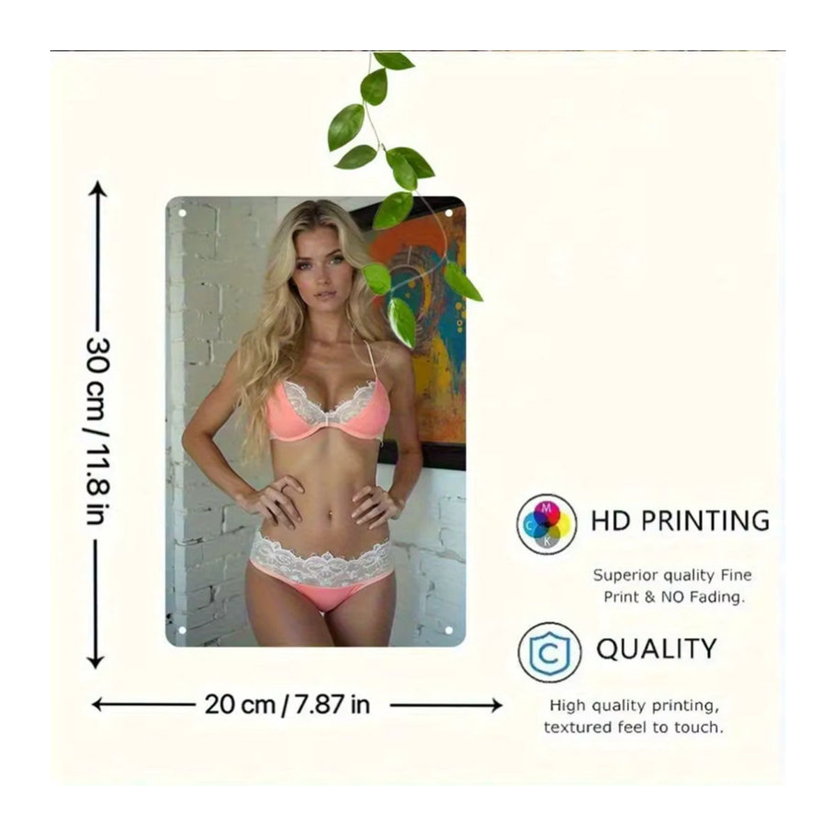 HELLOYOUNG Bohemian Retro Wandkunst Sexy Beauty Metall-Dekoration, mehrfarbig, quadratisch, Typografie-Porträt-Design - Bild 2