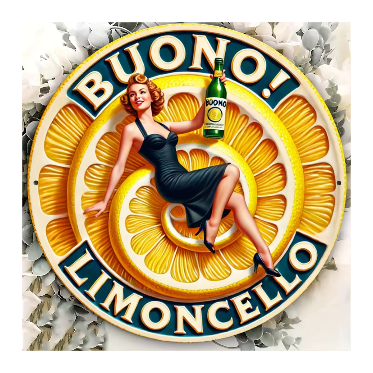 HELLOYOUNG Buono! Limoncello Metallschild in Gelb für die Wandmontage im Vintage-Stil - Bild 2