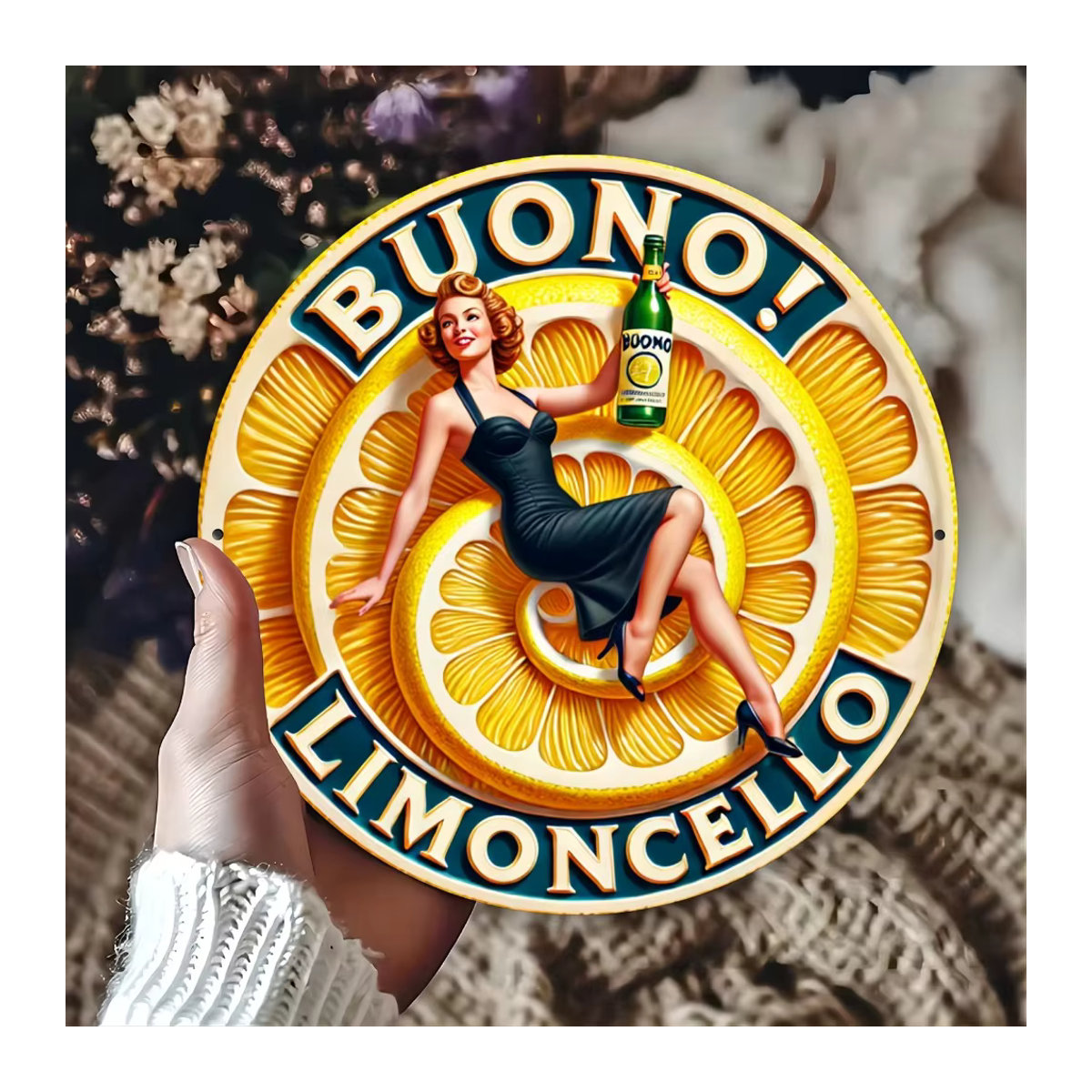 HELLOYOUNG Buono! Limoncello Metallschild in Gelb für die Wandmontage im Vintage-Stil - Bild 3