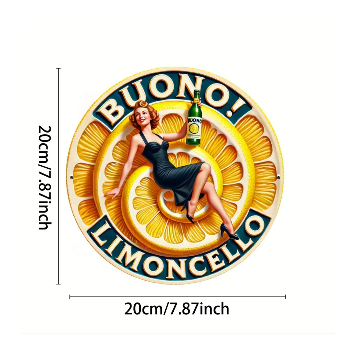 HELLOYOUNG Buono! Limoncello Metallschild in Gelb für die Wandmontage im Vintage-Stil - Bild 4