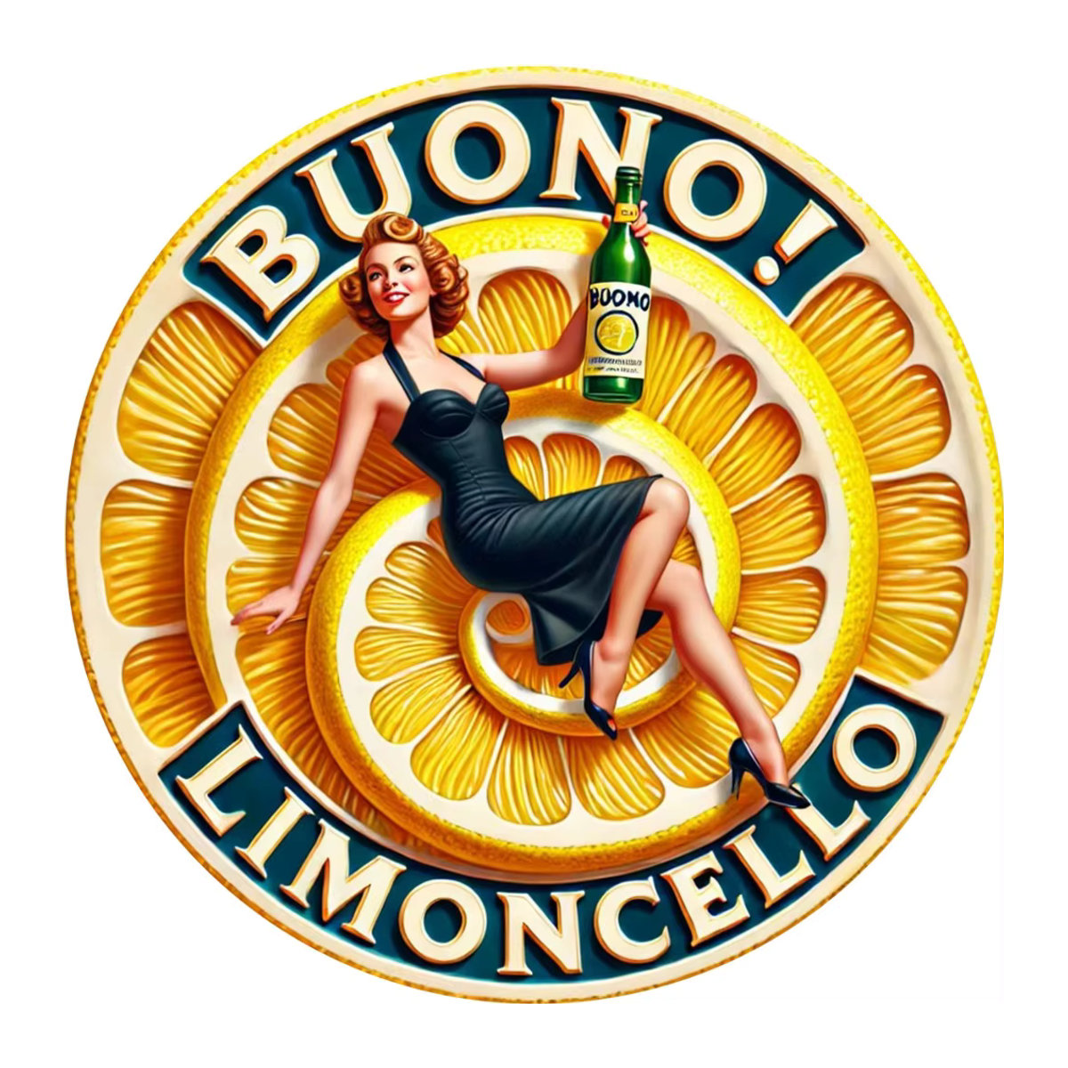HELLOYOUNG Buono! Limoncello Metallschild in Gelb für die Wandmontage im Vintage-Stil - Bild 6