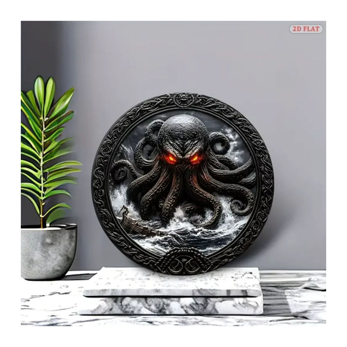 HELLOYOUNG Cthulhu Retro-Metallschild, Rund, Schwarz, Vintage Wanddekoration - Bild 2