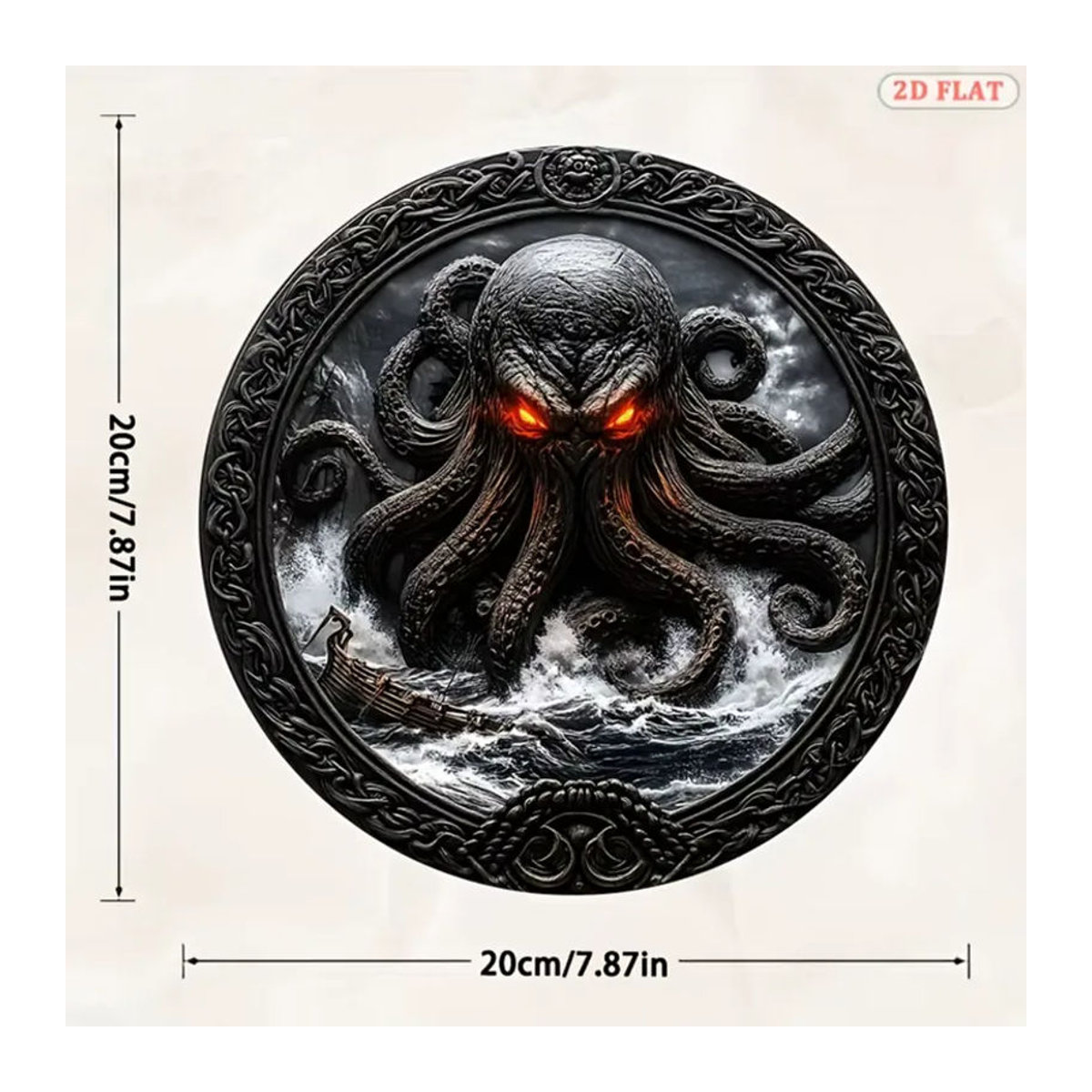 HELLOYOUNG Cthulhu Retro-Metallschild, Rund, Schwarz, Vintage Wanddekoration - Bild 6