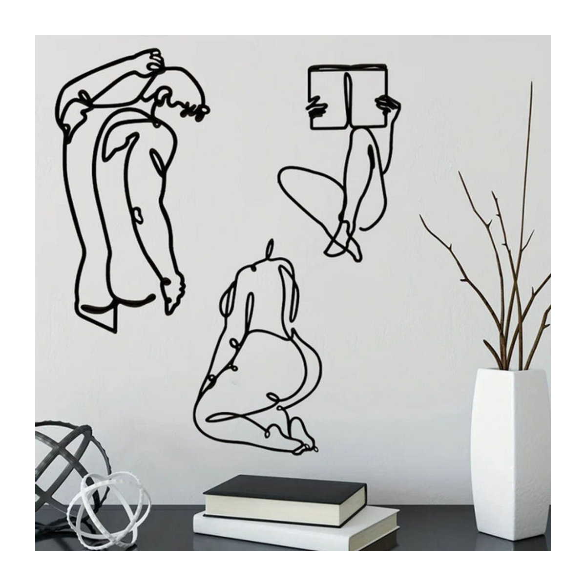 HELLOYOUNG Dekorative Metall-Wandgestaltung in Schwarz, minimalistische hängende Wanddekoration mit unregelmäßigem Design - Bild 1