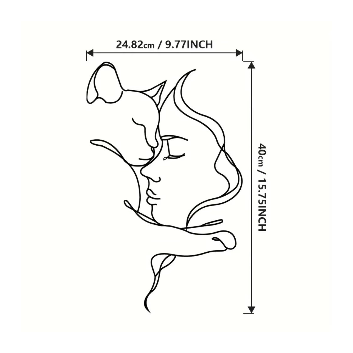 HELLOYOUNG Dekorative Wandkunst aus Metall in Schwarz – Minimalistische Katzen- und Damen-Silhouette für eine ästhetische Wandgestaltung - Bild 2
