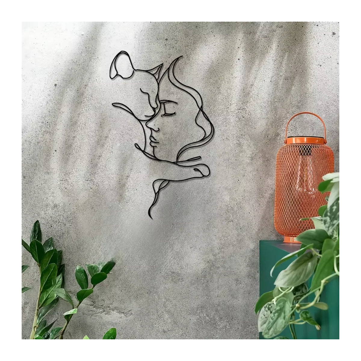 HELLOYOUNG Dekorative Wandkunst aus Metall in Schwarz – Minimalistische Katzen- und Damen-Silhouette für eine ästhetische Wandgestaltung - Bild 4