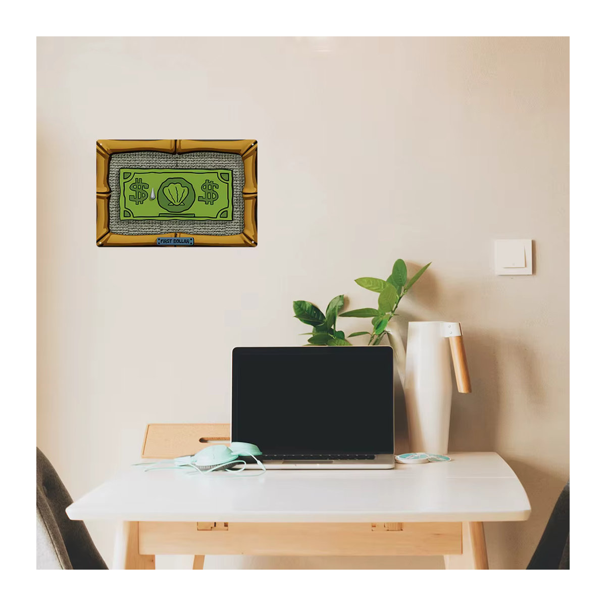 HELLOYOUNG First Dollar Wanddekoration Vintage Metallblechschild in Mehrfarbig, Rechteckig, B: 30 cm, H: 20 cm - Bild 2