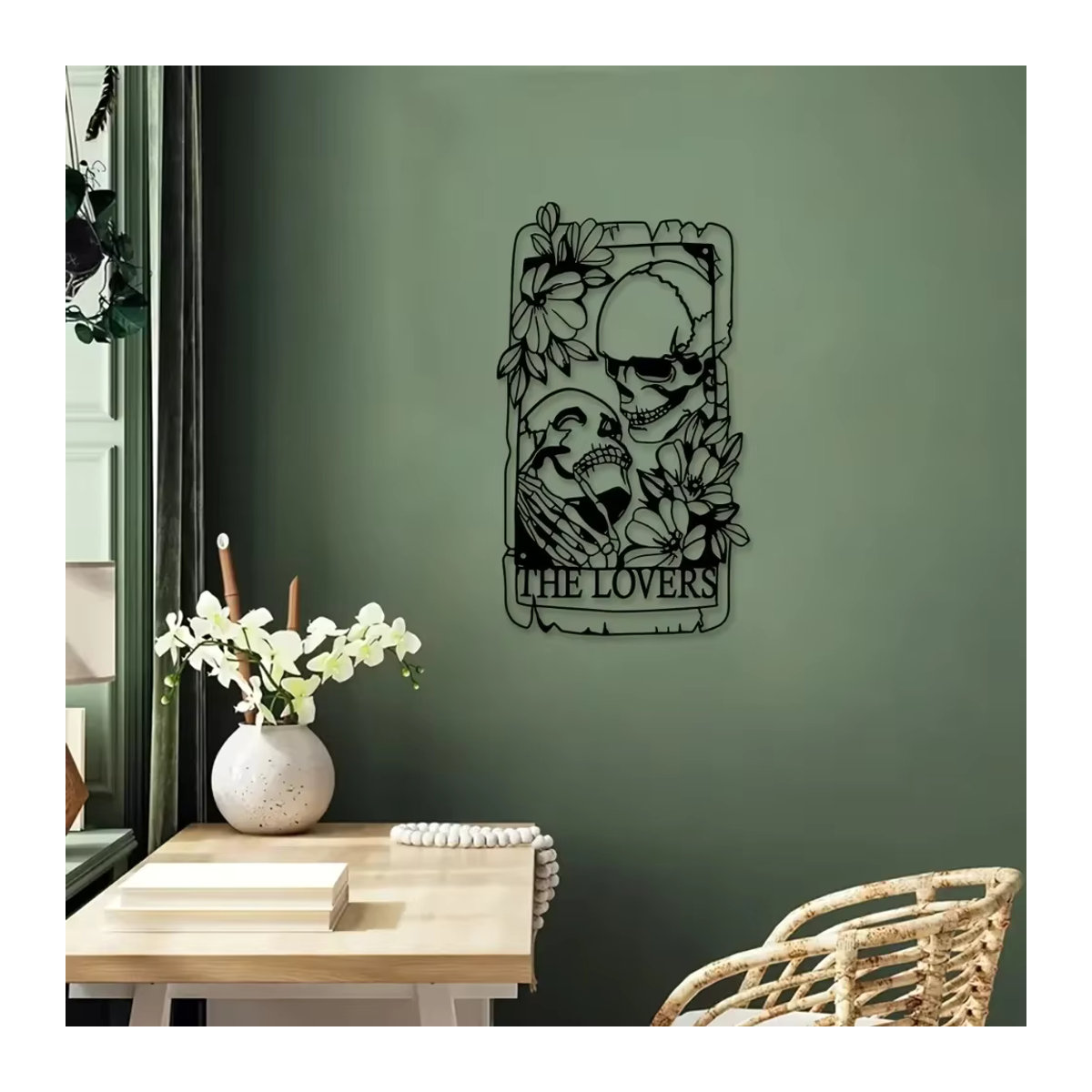 HELLOYOUNG Gotisches Schädel Paar Wandbild aus Metall in Schwarz für Innen und Außen - Bild 3