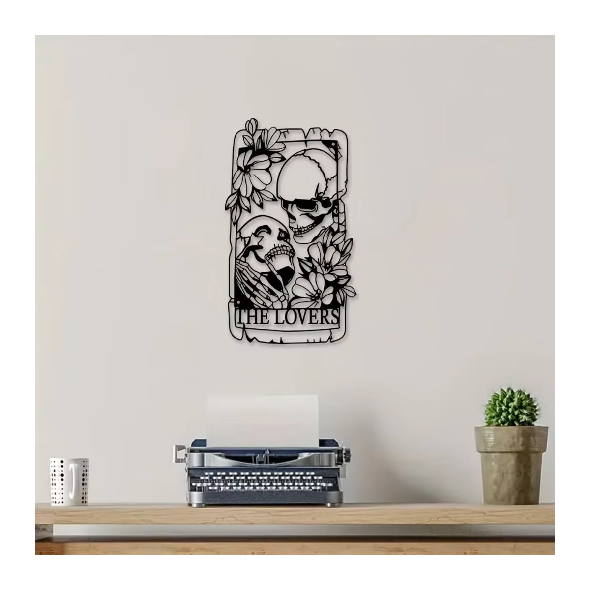 HELLOYOUNG Gotisches Schädel Paar Wandbild aus Metall in Schwarz für Innen und Außen - Bild 5