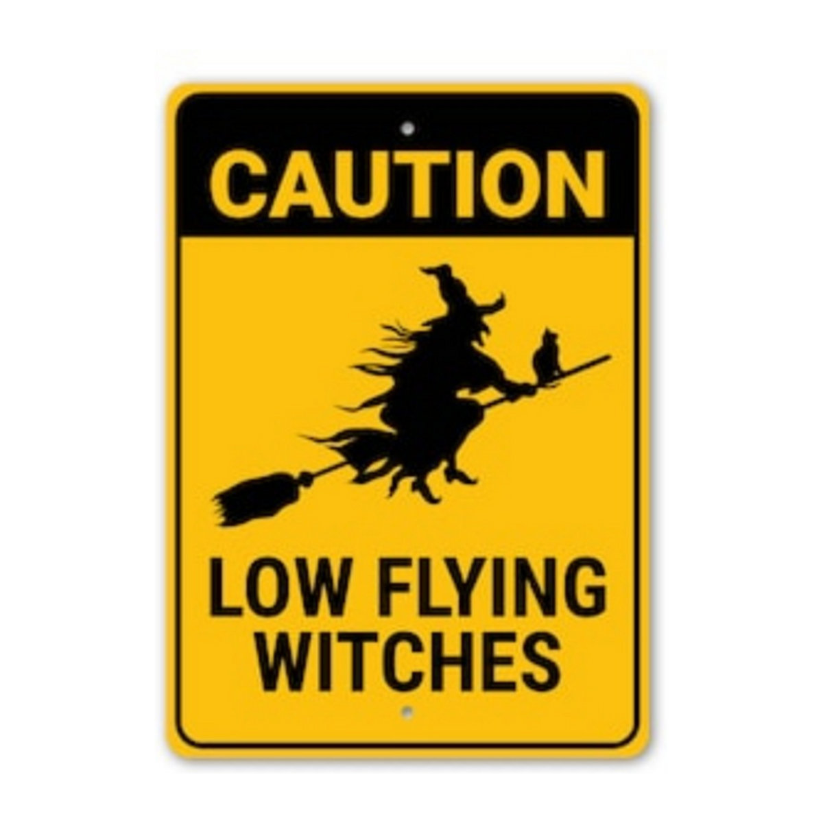 HELLOYOUNG Halloween Dekoration Fliegende Hexe aus Metall in Gelb Wandmontiert - Bild 1