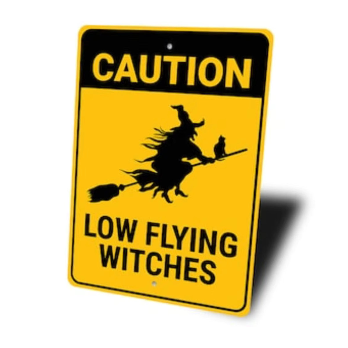 HELLOYOUNG Halloween Dekoration Fliegende Hexe aus Metall in Gelb Wandmontiert - Bild 2