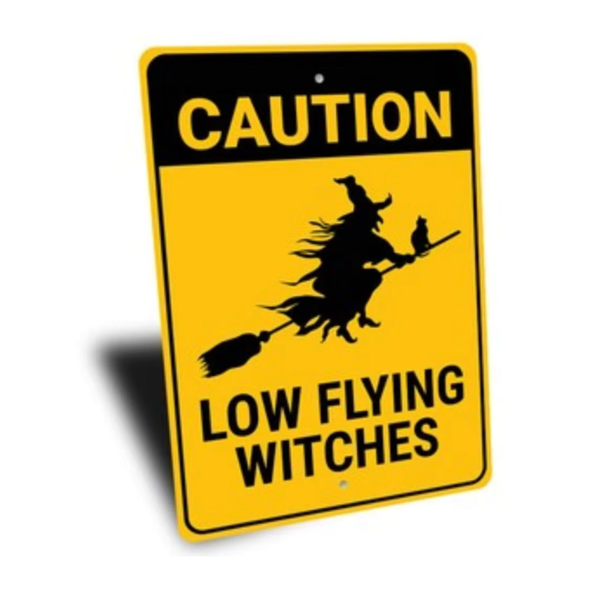 HELLOYOUNG Halloween Dekoration Fliegende Hexe aus Metall in Gelb Wandmontiert - Bild 3