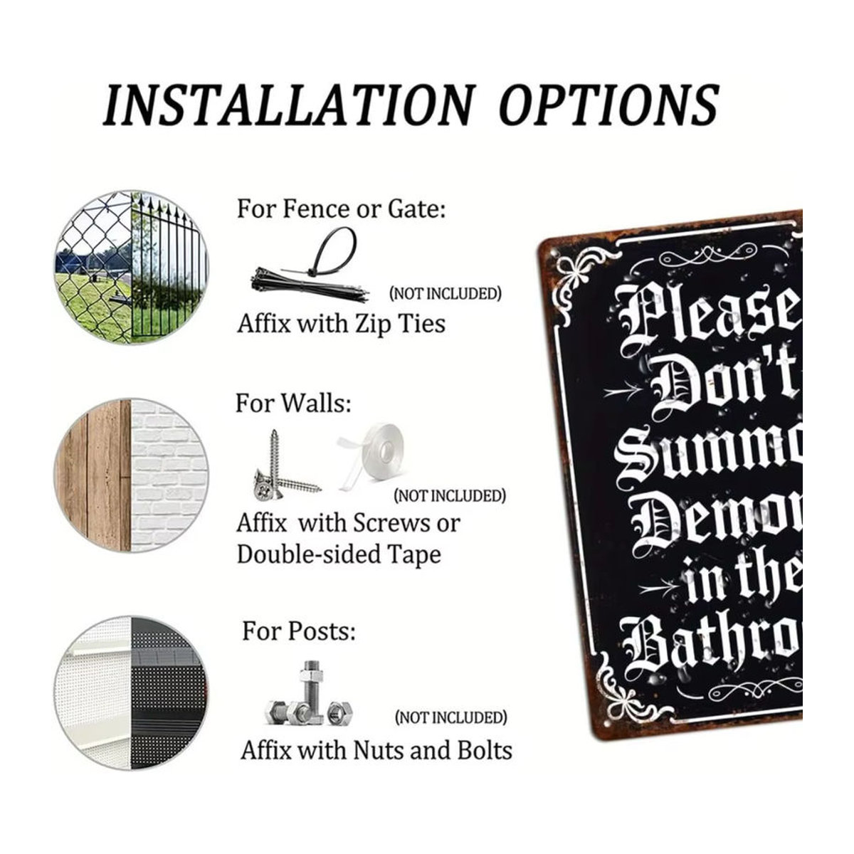 HELLOYOUNG Halloween Retro-Metallblechschild Badezimmer Wandkunst Dekoration Schwarz B: 20 cm, H: 30 cm - Bild 3