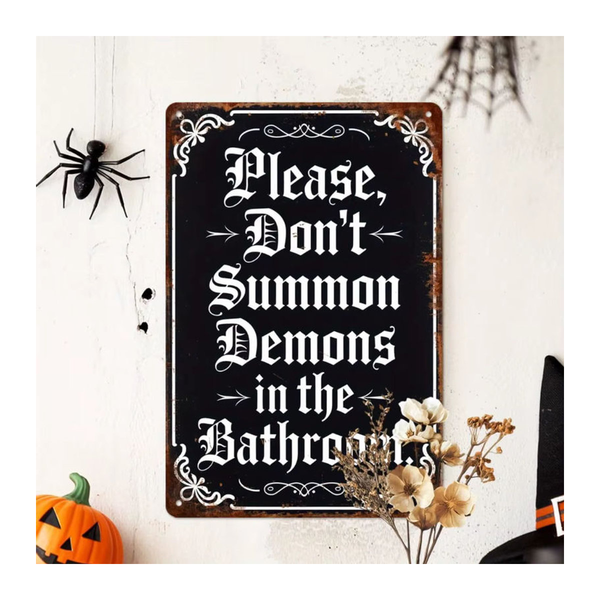 HELLOYOUNG Halloween Retro-Metallblechschild Badezimmer Wandkunst Dekoration Schwarz B: 20 cm, H: 30 cm - Bild 4