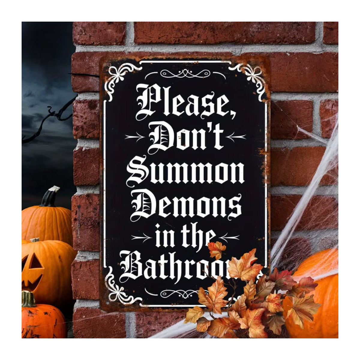 HELLOYOUNG Halloween Retro-Metallblechschild Badezimmer Wandkunst Dekoration Schwarz B: 20 cm, H: 30 cm - Bild 5