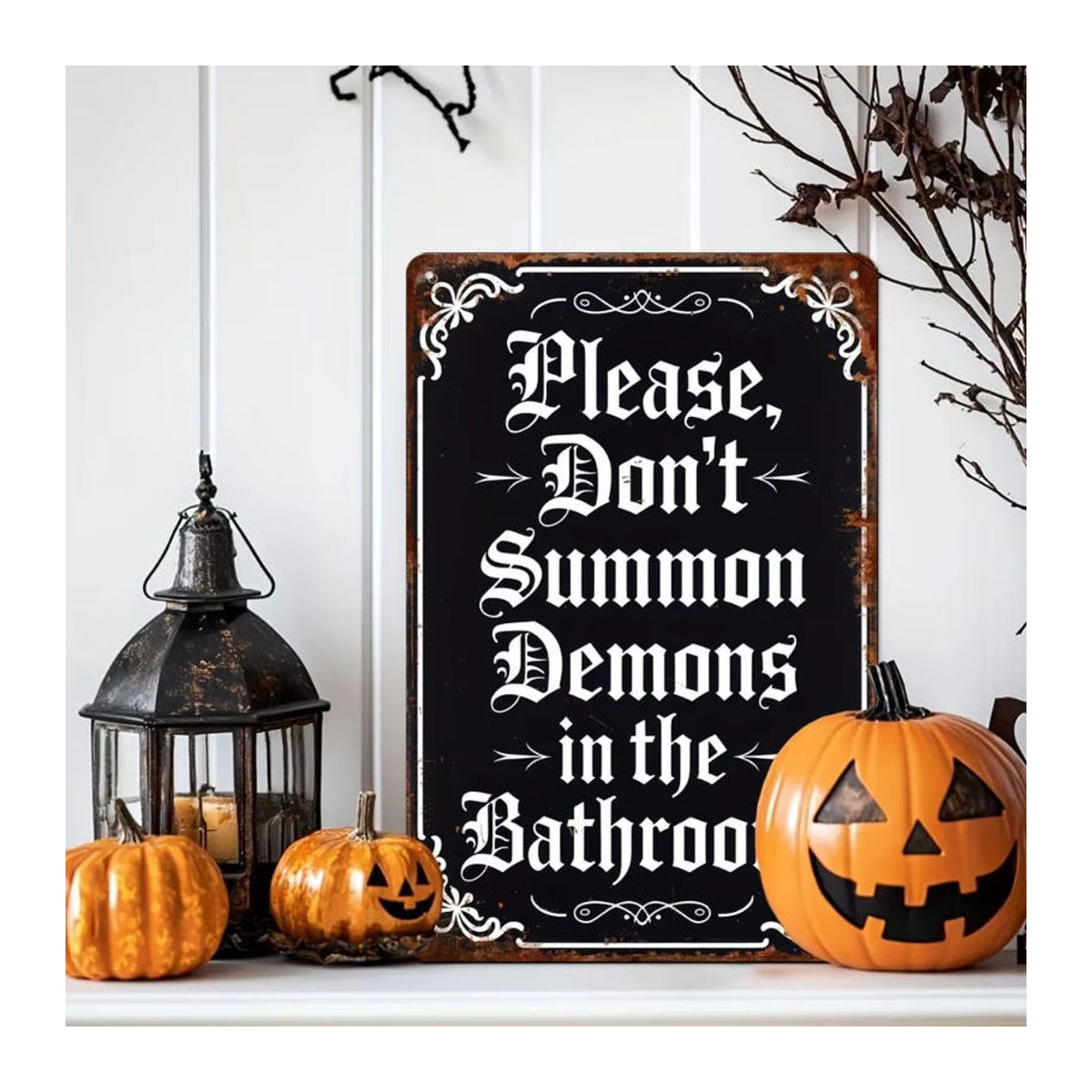 HELLOYOUNG Halloween Retro-Metallblechschild Badezimmer Wandkunst Dekoration Schwarz B: 20 cm, H: 30 cm - Bild 6