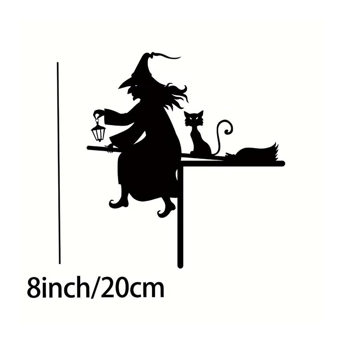 HELLOYOUNG Halloween Türrahmen Silhouette Dekoration aus Metall mit Hexe und Katze in Schwarz - Bild 2