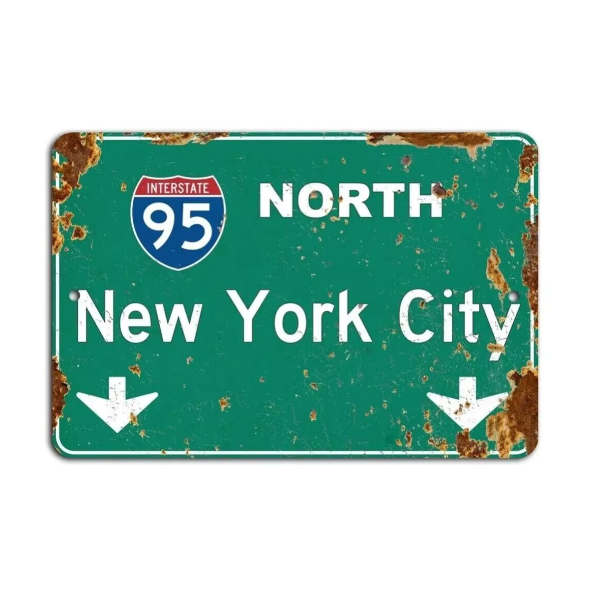HELLOYOUNG Highway Nostalgia Hub I-95 North Green Metallschild im Vintage-Stil für die Wandmontage, B/H: 30 x 20 cm - Bild 2