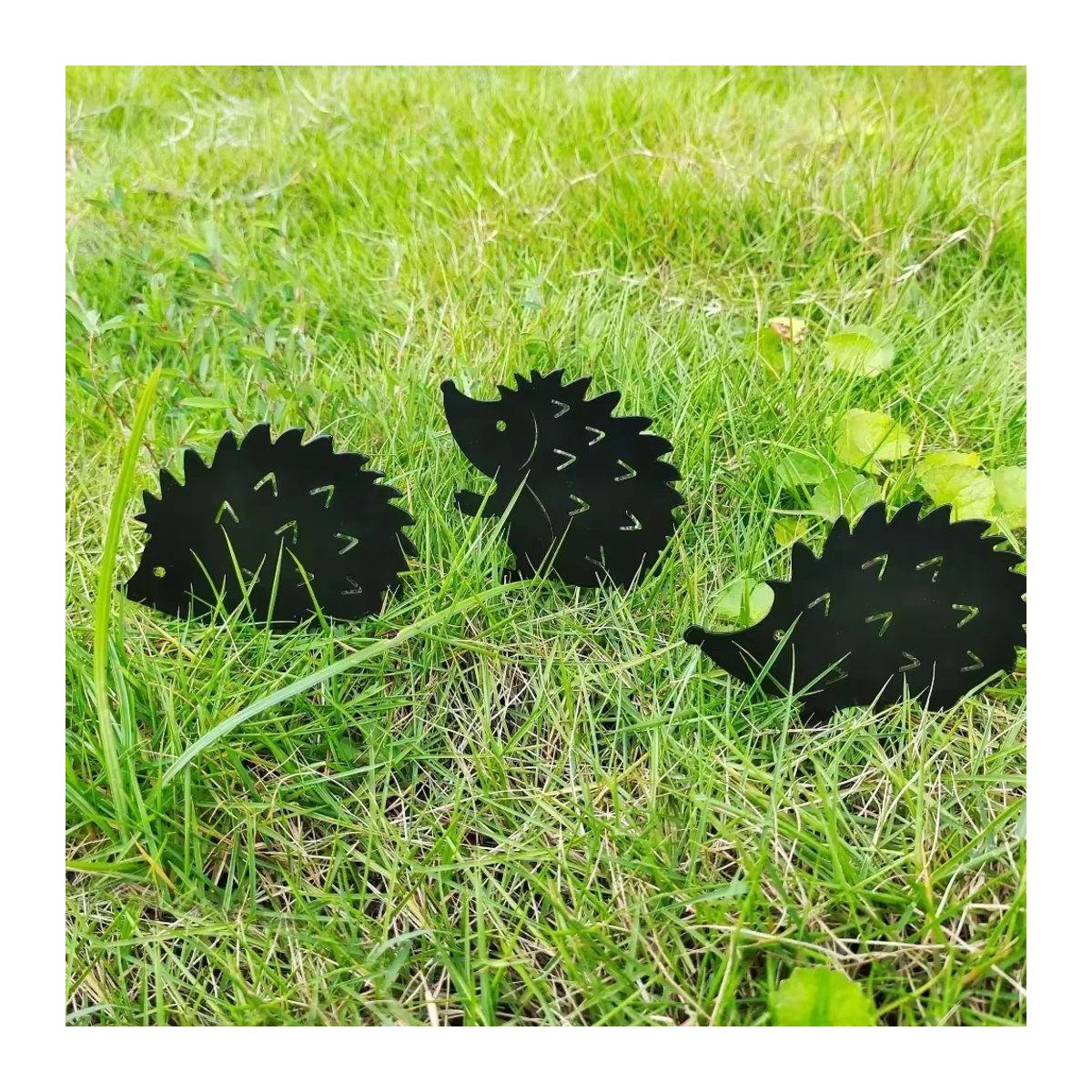 HELLOYOUNG Igel-Familiengartendekoration aus Metall in Schwarz für Garten und Außenbereich - Bild 4