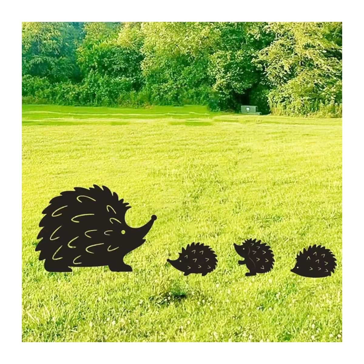 HELLOYOUNG Igel-Familiengartendekoration aus Metall in Schwarz für Garten und Außenbereich - Bild 5