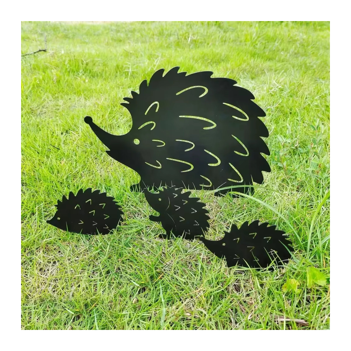 HELLOYOUNG Igel-Familiengartendekoration aus Metall in Schwarz für Garten und Außenbereich - Bild 6