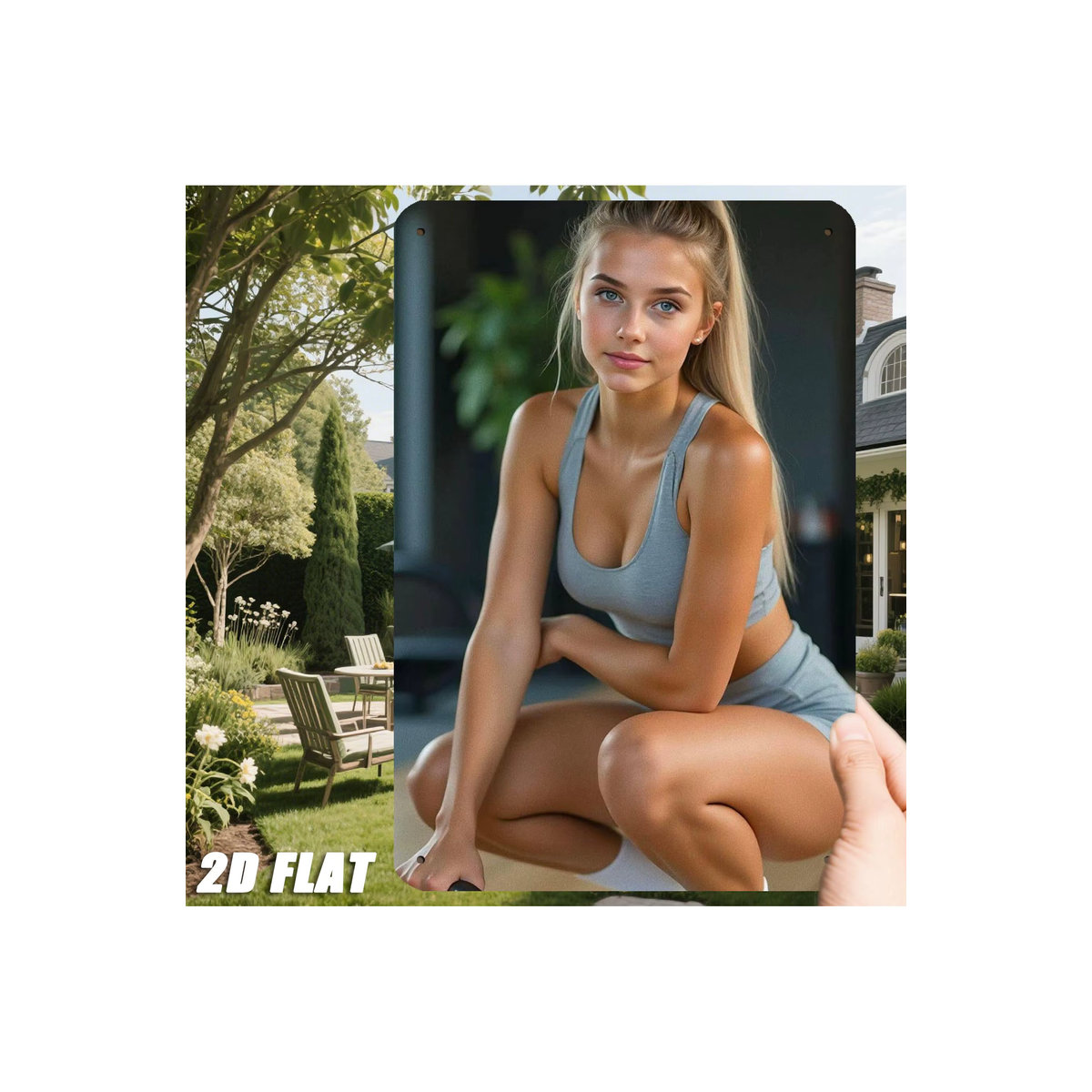 HELLOYOUNG Iron Body Gym Retro Metall-Wandkunst in Weiß, wetterfeste Fitness-Dekoration für drinnen und draußen, B/H: 30,48 x 20,32 cm - Bild 2