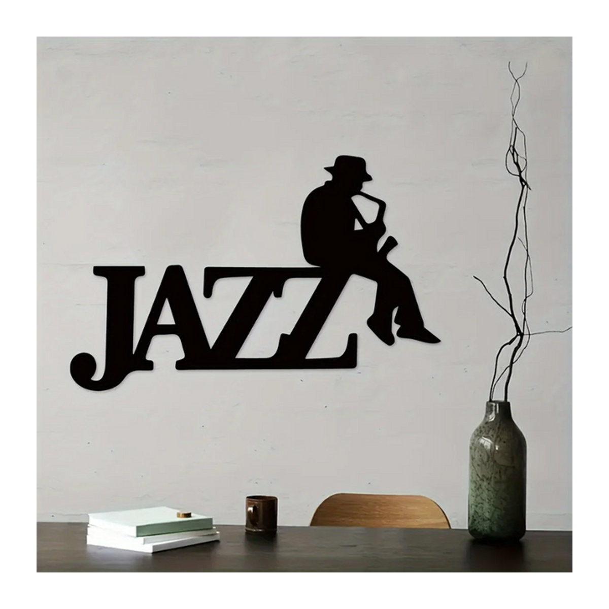 HELLOYOUNG Jazz Musik Wanddekoration aus Metall in Schwarz, minimalistisches Design für Musikliebhaber - Bild 1