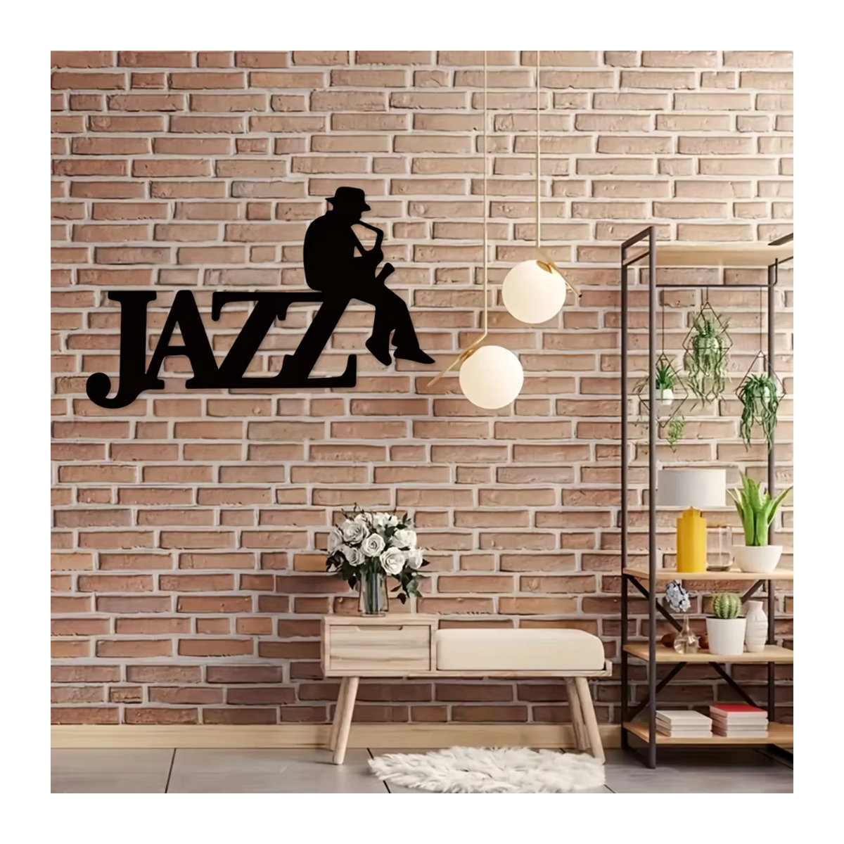 HELLOYOUNG Jazz Musik Wanddekoration aus Metall in Schwarz, minimalistisches Design für Musikliebhaber - Bild 3