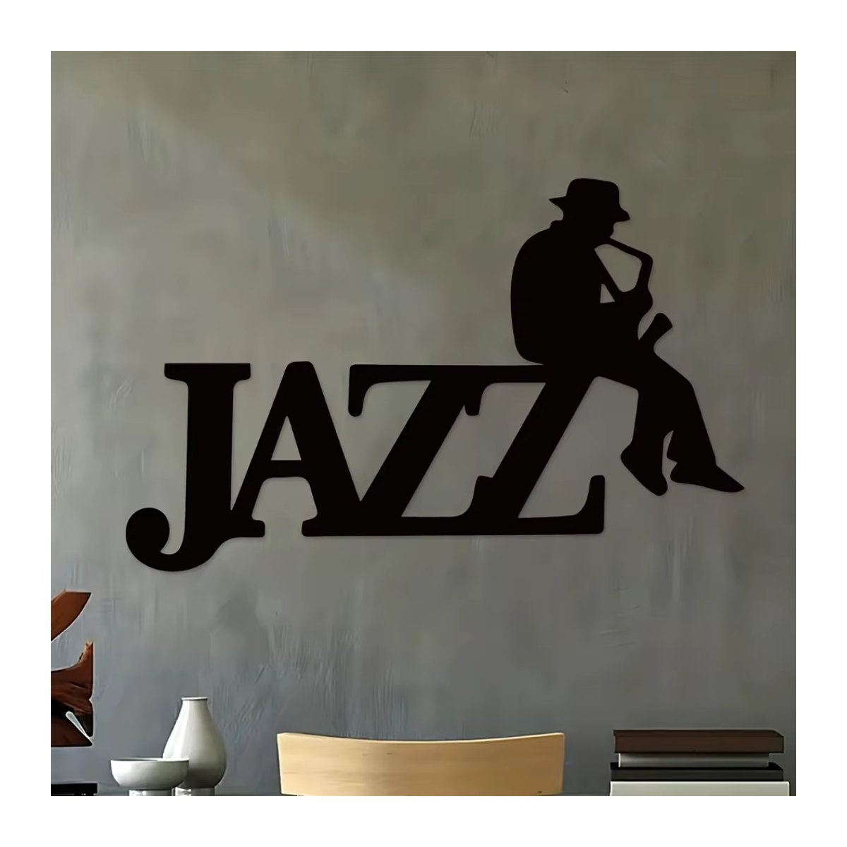 HELLOYOUNG Jazz Musik Wanddekoration aus Metall in Schwarz, minimalistisches Design für Musikliebhaber - Bild 5