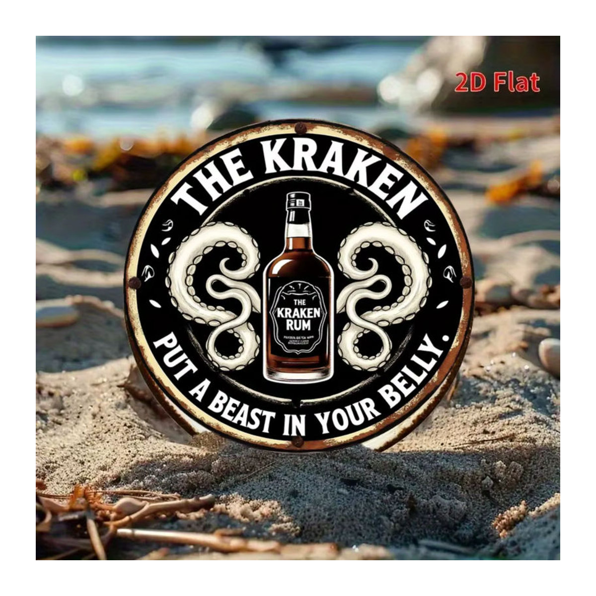 HELLOYOUNG Kraken Rum Retro-Aluminium-Wandkunst, Schwarz, Rund, Durchmesser: 20 cm - Bild 3