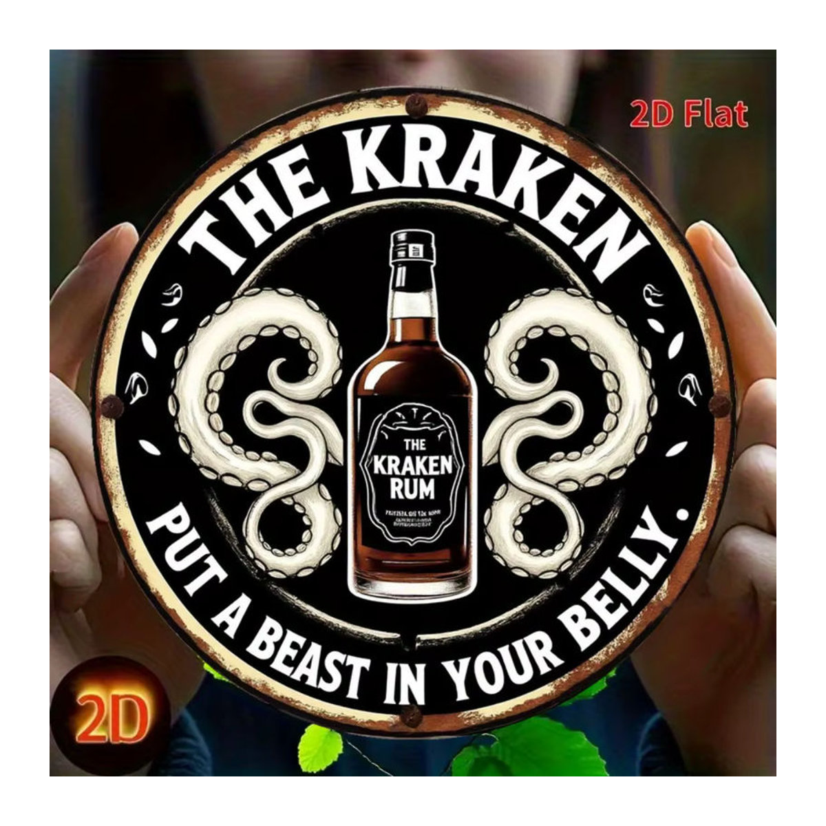 HELLOYOUNG Kraken Rum Retro-Aluminium-Wandkunst, Schwarz, Rund, Durchmesser: 20 cm - Bild 4