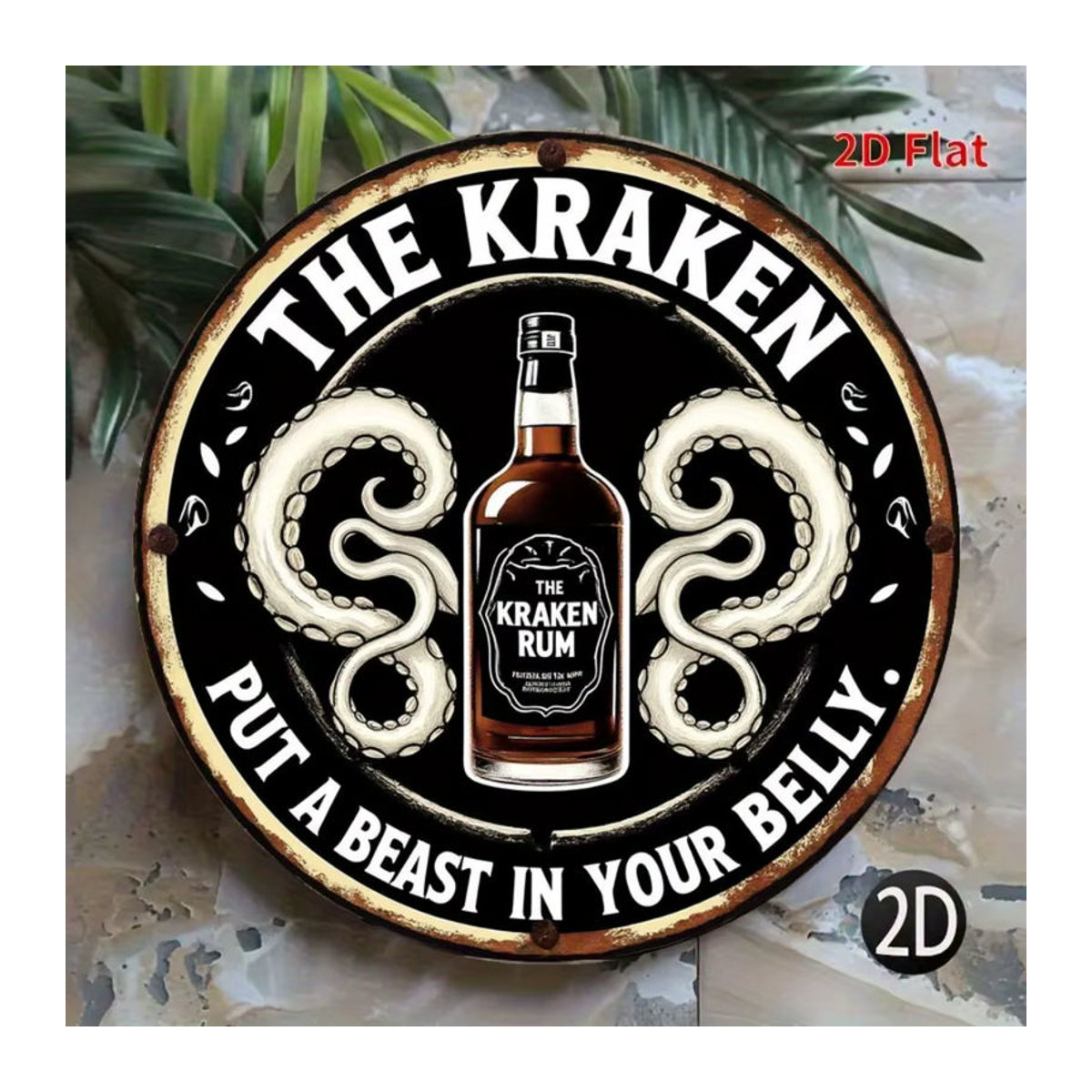 HELLOYOUNG Kraken Rum Retro-Aluminium-Wandkunst, Schwarz, Rund, Durchmesser: 20 cm - Bild 6