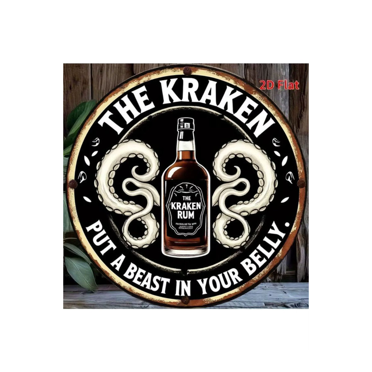 HELLOYOUNG Kraken Rum Retro-Aluminium-Wandkunst, Schwarz, Rund, Durchmesser: 20 cm - Bild 7