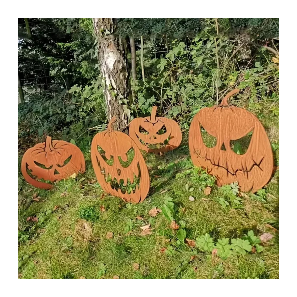 HELLOYOUNG Kürbis Gartenpfahl Orange Halloween Deko Statue für Haus und Garten - Bild 1