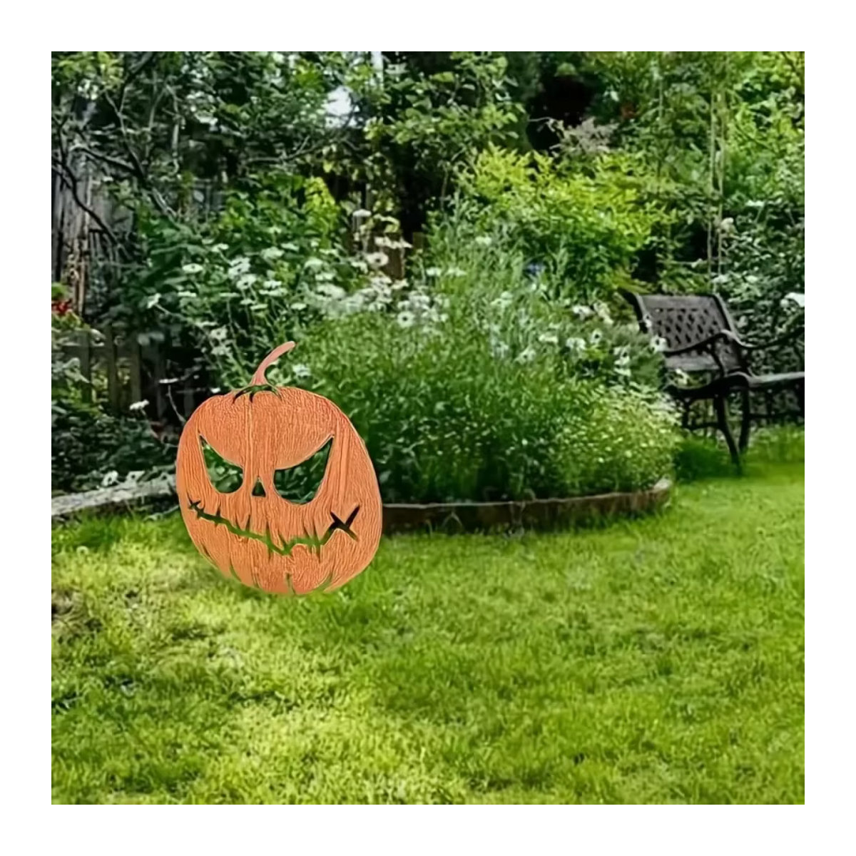 HELLOYOUNG Kürbis Gartenpfahl Orange Halloween Deko Statue für Haus und Garten - Bild 4