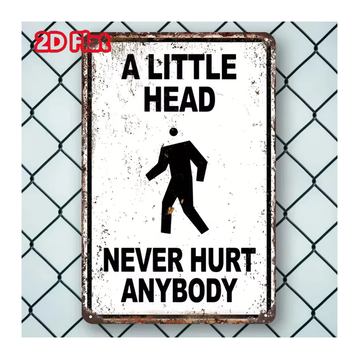 HELLOYOUNG Lustiges Aluminium-Wandschild Never Hurt Anybody für Bar und Café, Weiß, B/H: 30 x 20 cm - Bild 2