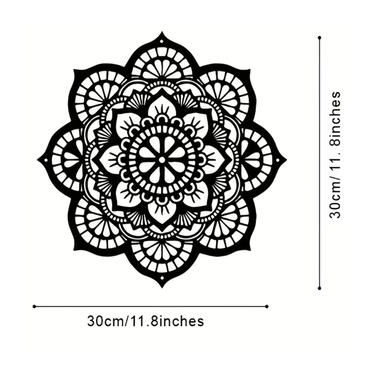 HELLOYOUNG Mandala-Blumen Wanddekoration aus Metall, rund, schwarz, Bohemian Floral Design - Bild 2