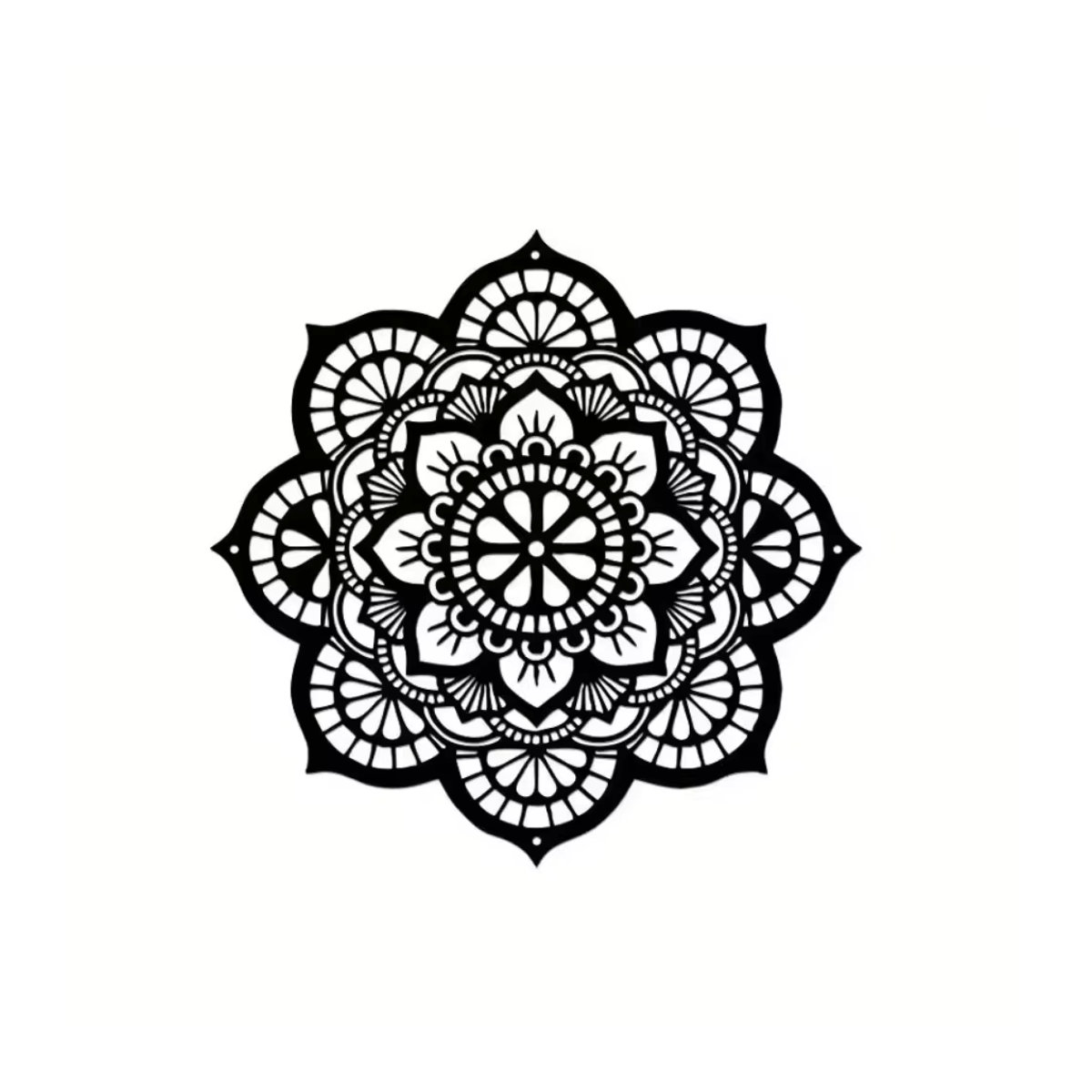 HELLOYOUNG Mandala-Blumen Wanddekoration aus Metall, rund, schwarz, Bohemian Floral Design - Bild 3
