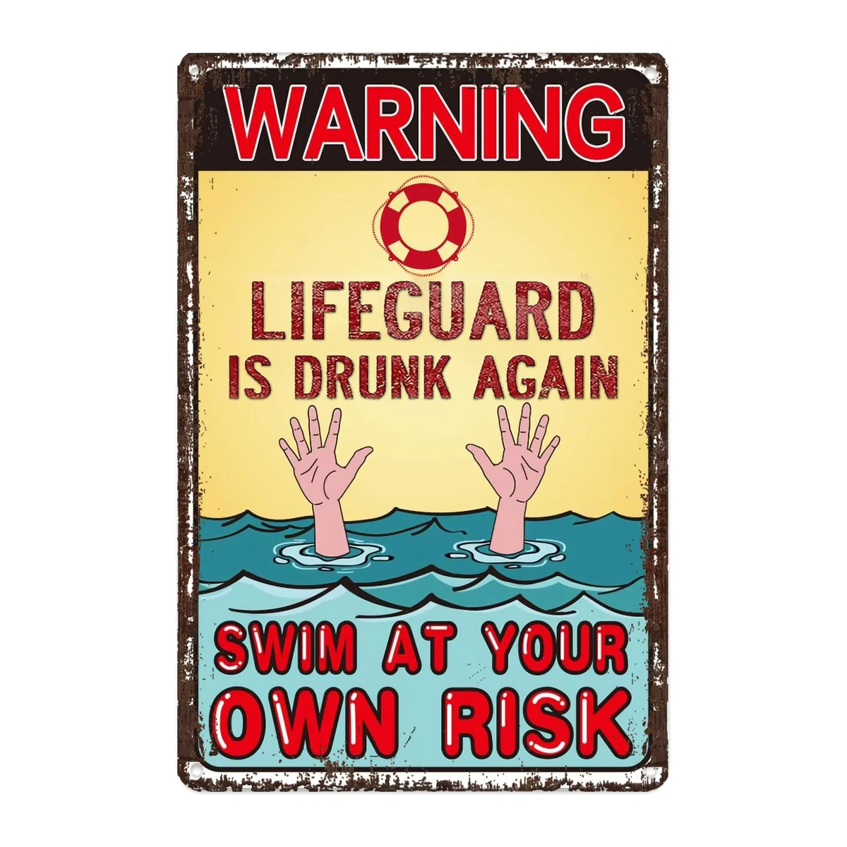 HELLOYOUNG Metall-Pool-Schild Retro-Badeguard on Beer Rest Wanddekoration Vintage Typografie, B/H: 30 x 20 cm, mehrfarbig - Bild 2