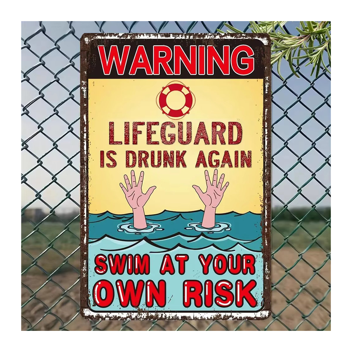 HELLOYOUNG Metall-Pool-Schild Retro-Badeguard on Beer Rest Wanddekoration Vintage Typografie, B/H: 30 x 20 cm, mehrfarbig - Bild 5