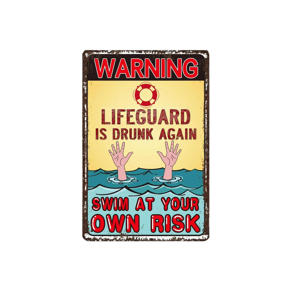 HELLOYOUNG Metall-Pool-Schild Retro-Badeguard on Beer Rest Wanddekoration Vintage Typografie, B/H: 30 x 20 cm, mehrfarbig - Bild 6