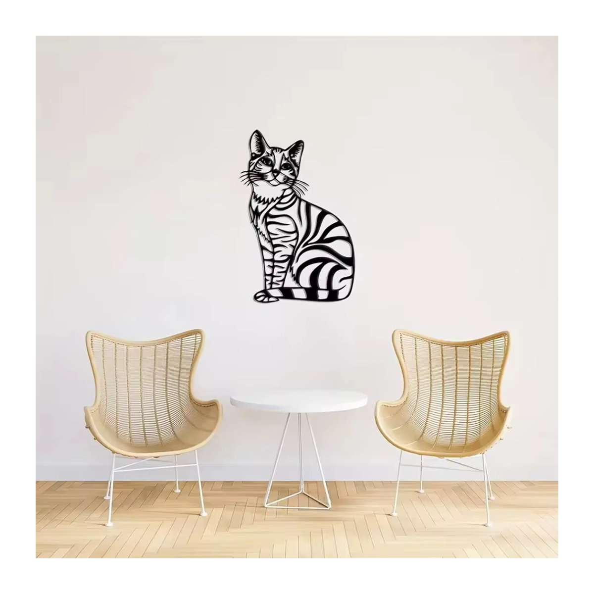 HELLOYOUNG Metall Wandbehang Anmutige Katze Wald Kabine in Schwarz, Wandmontage Hochformat B: 20 cm, H: 30 cm - Bild 3