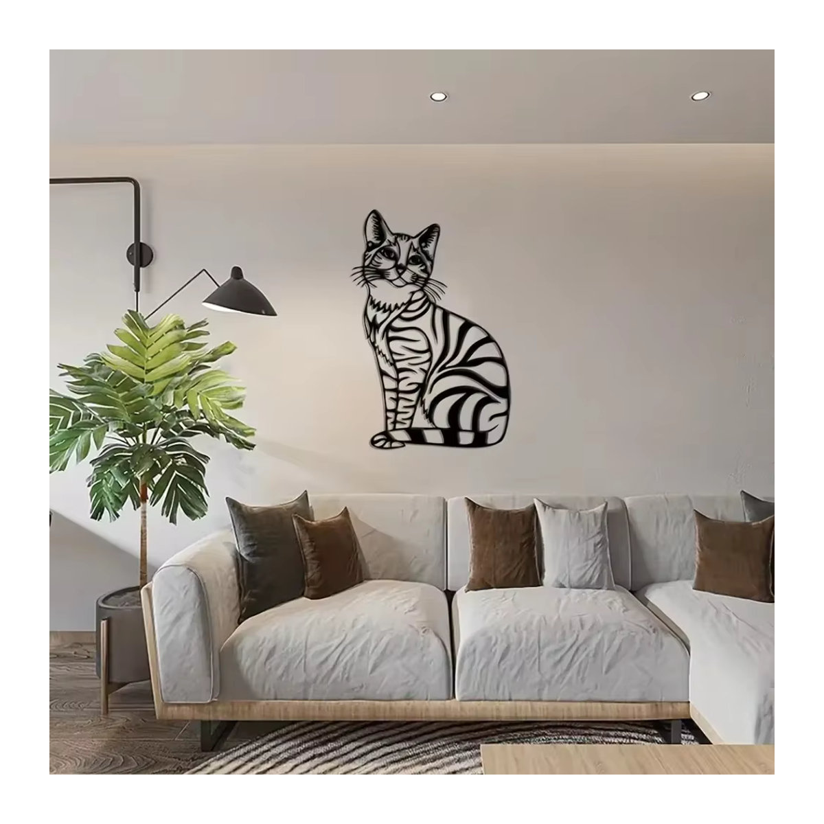 HELLOYOUNG Metall Wandbehang Anmutige Katze Wald Kabine in Schwarz, Wandmontage Hochformat B: 20 cm, H: 30 cm - Bild 4