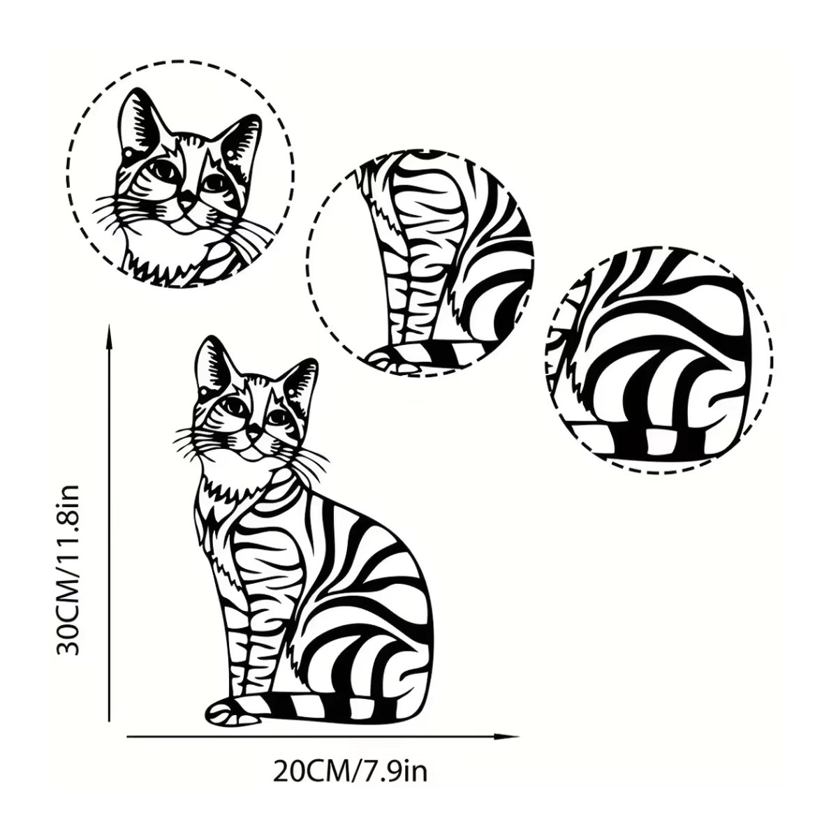 HELLOYOUNG Metall Wandbehang Anmutige Katze Wald Kabine in Schwarz, Wandmontage Hochformat B: 20 cm, H: 30 cm - Bild 5